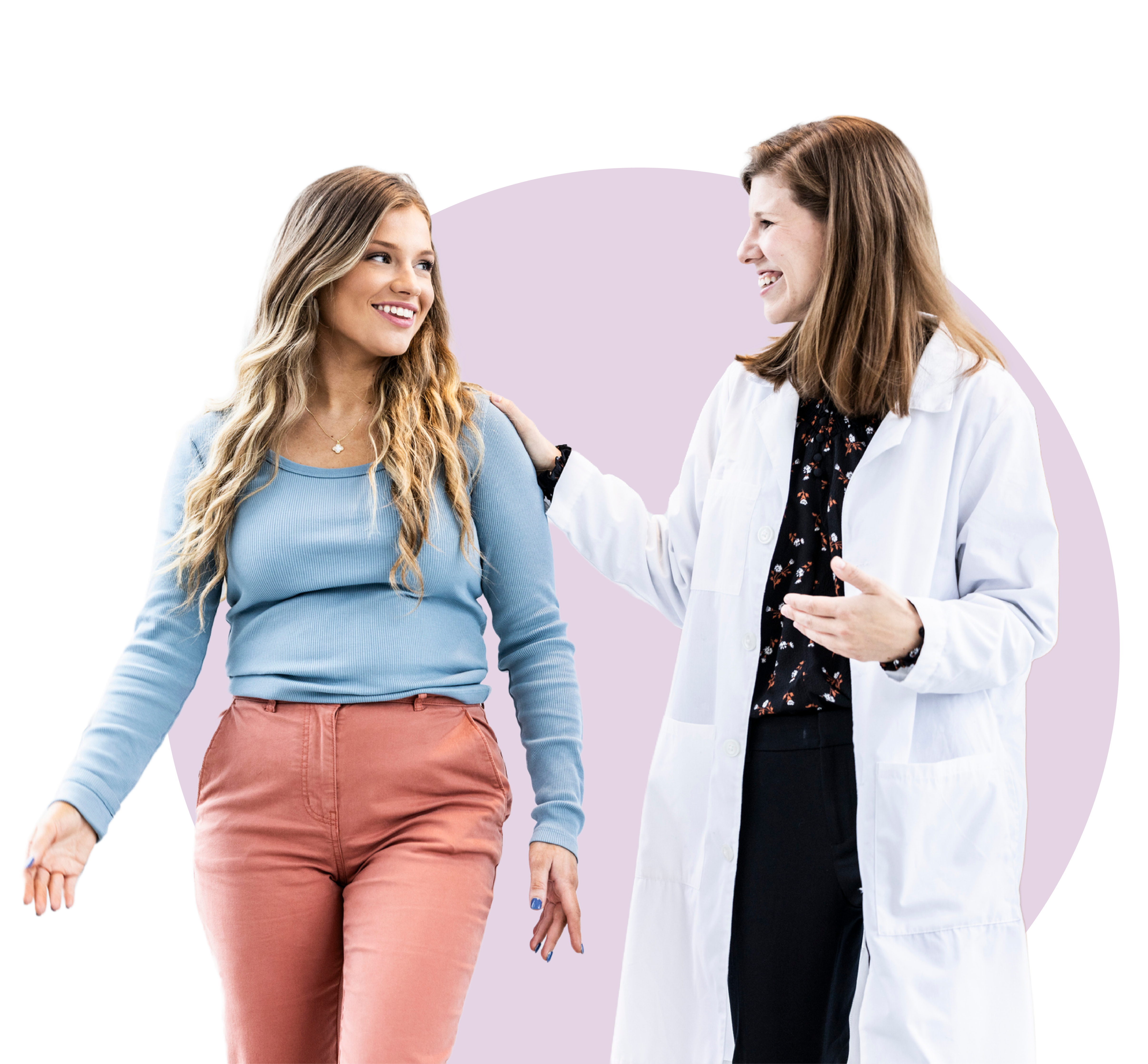Doctor patient talking silo, with circle background